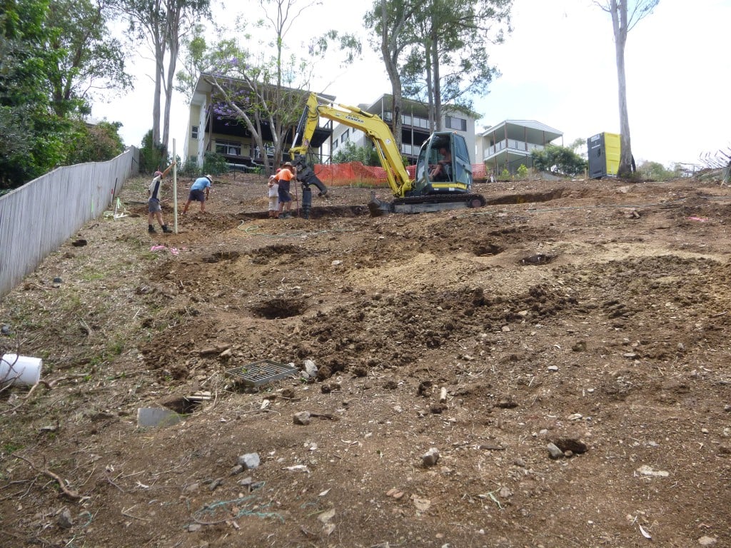 earth moving on steep sloping block new home